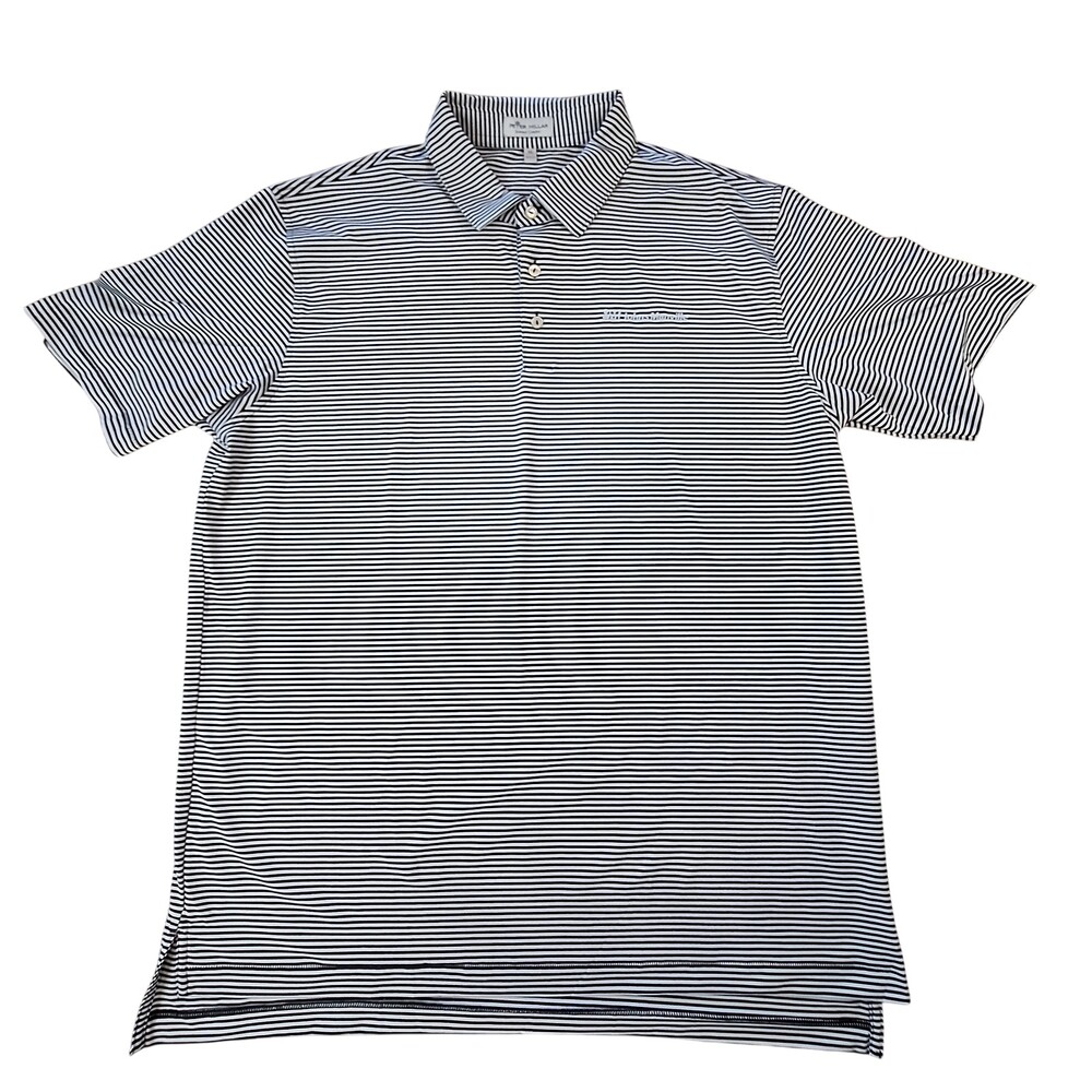 Peter Millar Polo Shirt Mens XL Black Striped Summer Comfort Performance